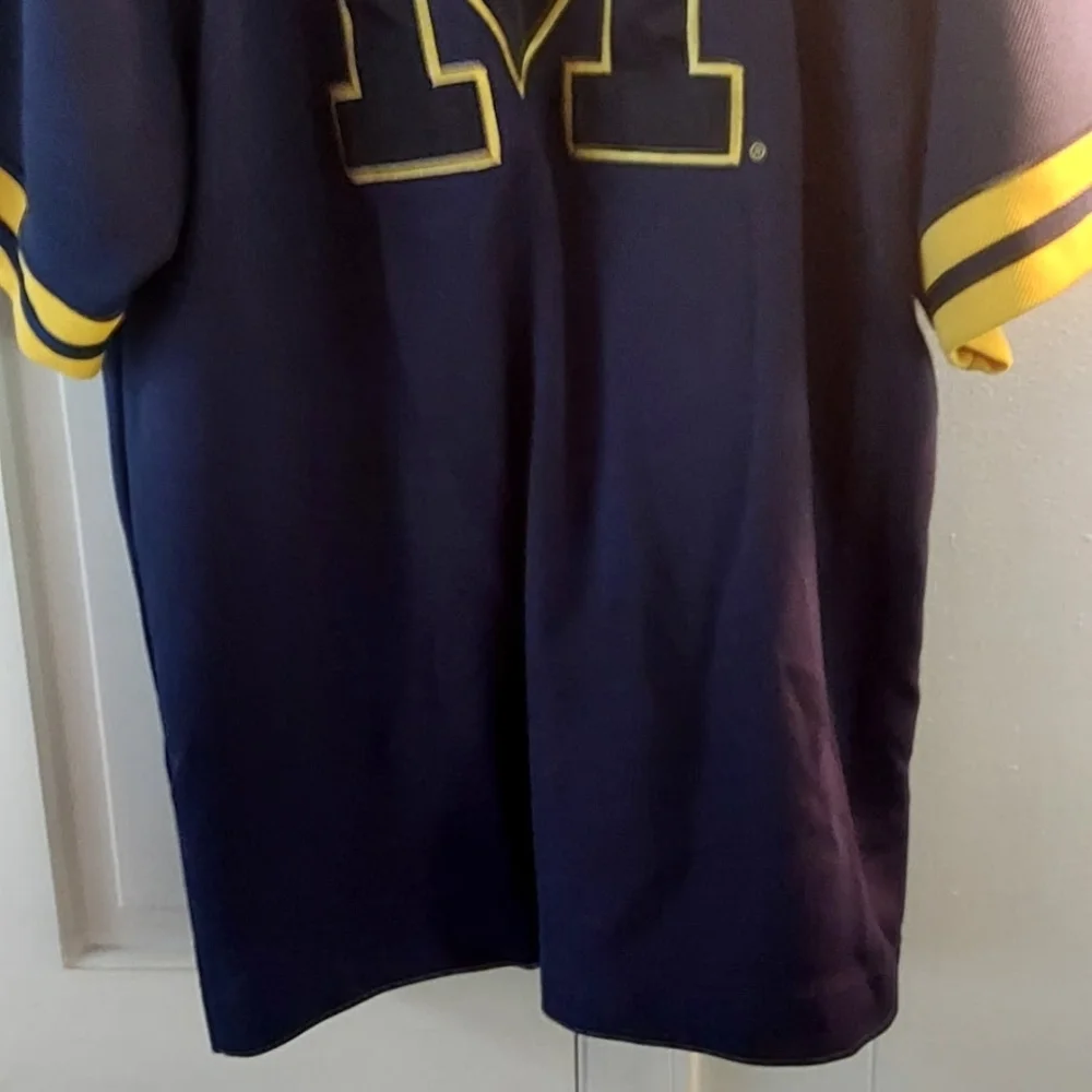 Nike Michigan Navy and Yellow Button-Up Jersey